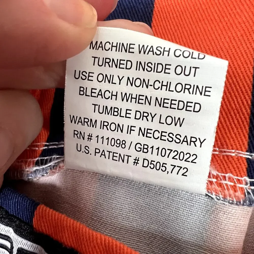 GAME BIBS Orange Navy Blue Striped Overalls Unisex SMALL Broncos Bears Knicks - Picture 5 of 7